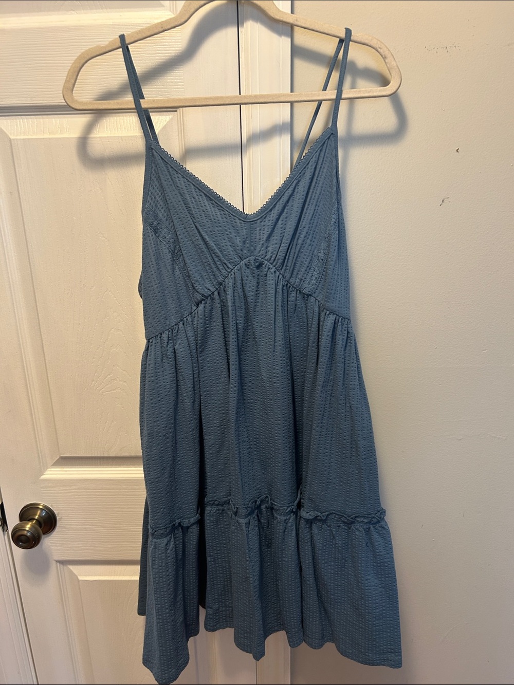 Primark Blue Textured Spaghetti-Strap Sundress